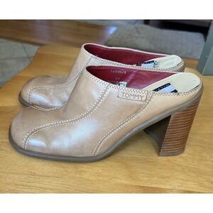 Tommy Hilfiger Leather Tan Clogs‎ / Mules Slip On Slides Size 8.5